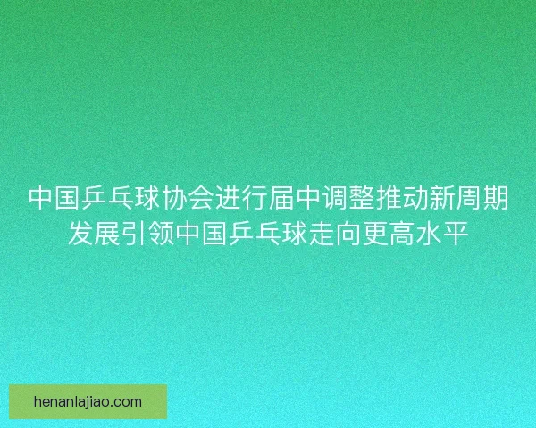 中国乒乓球协会进行届中调整推动新周期发展引领中国乒乓球走向更高水平